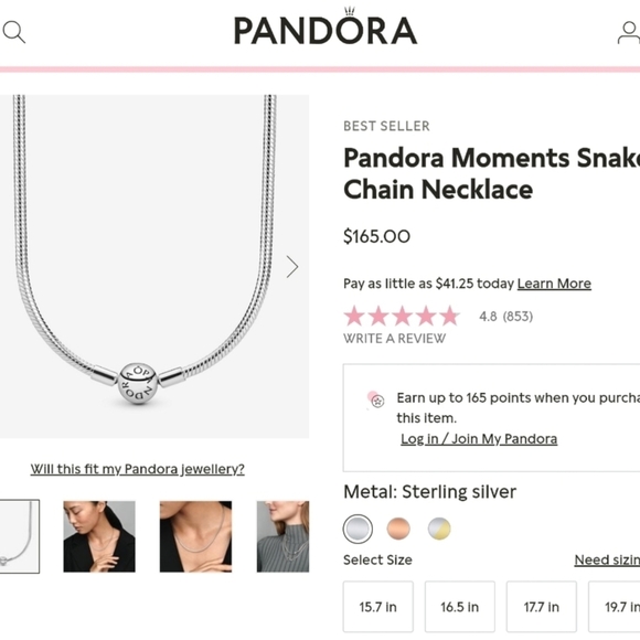 Pandora Silver Charm Necklace And Bracelet Set - Picture 4 of 5